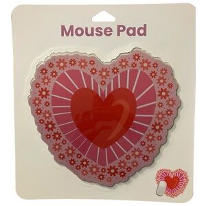 Heart-Shaped Pink & Red Mouse Pad